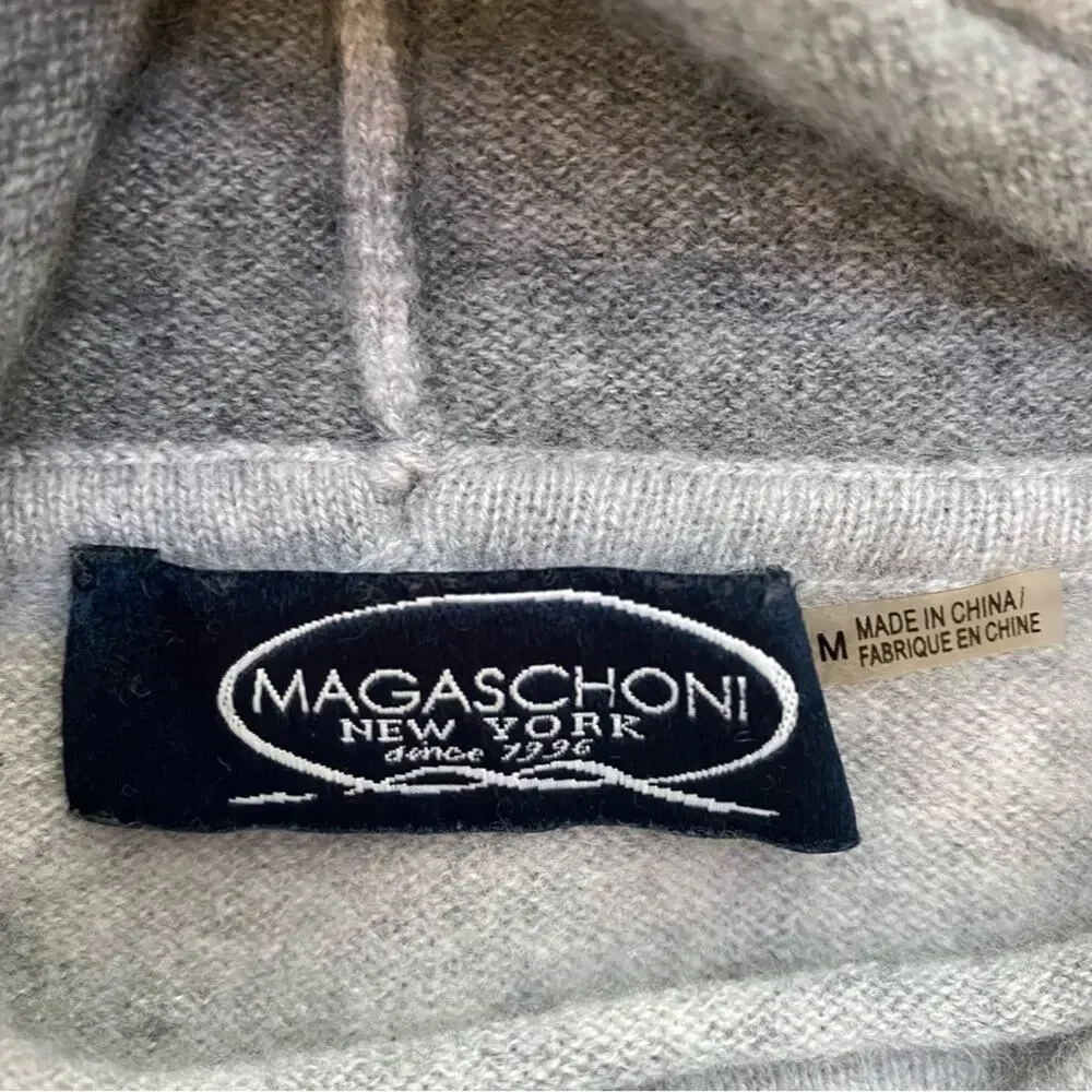 Magaschoni Cashmere Sweater Mock Neck Womens Size M Black Gray Colorblock - Picture 11 of 11